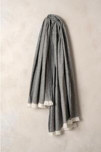 Tmavě šedý pléd s podílem bavlny Euromant Linen, 140 x 180 cm