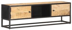 TV stolek s vyřezávanými dvířky 130x30x40 cm hrubý mangovník 320943