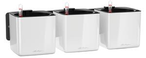 Sada 3 samozavlažovacích květináčů Cube Glossy Green Wall Home Kit, bílá