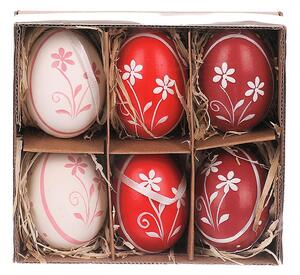 Autronic Kraslice z pravých vajíček, bílo-červená 6 ks v krabičce