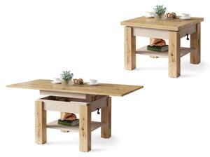 Mazzoni CLEO Dub Artisan/Béžový (Šampaňský) - STOLEK SE ROZKLÁDACÍ A ZVEDACÍ STOLNÍ DESKOU