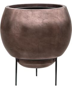 Obal Metallic Silver leaf - Globe Elevated matná kávová s vnitřní vložkou a nožičkami, průměr 34 cm
