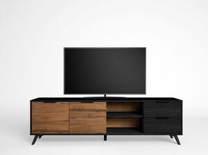 Černý/přírodní TV stolek v dekoru ořechu 181x53 cm Noe – Marckeric