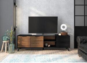 Černý/přírodní TV stolek v dekoru ořechu 181x53 cm Noe – Marckeric