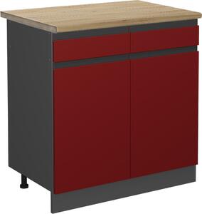 Spodní skříňka kuchyňské linky Vicco R-Line Červená 80 cm , PD Dub, Model 46287