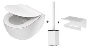 Aplomo Peonia rimless WC závěsné se sedátkem a doplňky, bílá