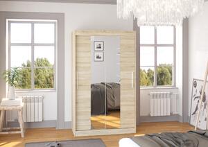Šatní skříň se zrcadlem 120 cm HABRA - dub sonoma