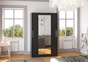 Šatní skříň se zrcadlem 120 cm HABRA - černá