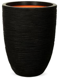 Obal Nature Rib NL - Vase Elegant Low Black, průměr 46 cm