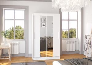 Šatní skříň se zrcadlem 120 cm HABRA - bílá
