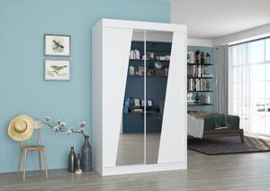 Šatní skříň se zrcadlem 120 cm CABMIRA - bílá
