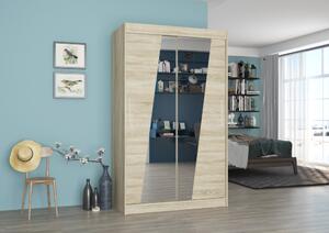 Šatní skříň se zrcadlem 120 cm CABMIRA - dub sonoma