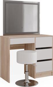 Toaletní stolek Vicco Sherry Sonoma 90 cm se zrcadlem LED a stoličkou, Model 40836