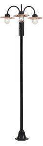 Moderní venkovní lampa černá s mědí 235 cm 3-světla IP44 - Kansas