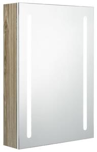 LED koupelnová skříňka se zrcadlem bílá a dub 50 x 13 x 70 cm