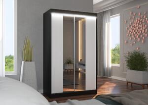 Zrcadlová skříň 120 cm s LED osvětlením EABTIS - černá / bílá