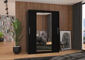 Šatní skříň se zrcadlem 150 cm GAFRA - černá