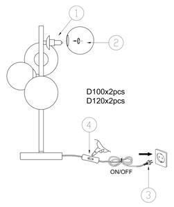 ONLI - Stolní lampa PALOMA 4xG9/10W/230V 48 cm černá/kouřová