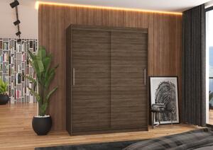 Šatní skříň s posuvnými dveřmi 150 cm GADRINA - tmavě hnědá