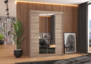 Šatní skříň se zrcadlem 150 cm GAFRA - dub lanýž