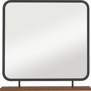 Fortuna Lai Nástěnné zrcadlo 55 x 55,5 cm Zrcadlo do chodby s dřevěnou policí, obdélníkové zrcadlo, dekorativní zrcadlo do ložnice, koupelny, černé