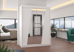 Šatní skříň se zrcadlem 150 cm DAFA - bílá