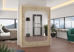 Šatní skříň se zrcadlem 150 cm QUELA - dub sonoma