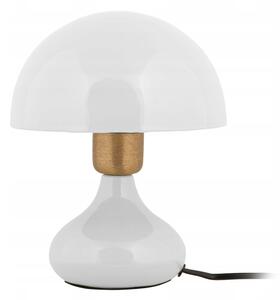STOLNÍ LAMPIČKA KOVOVÁ BÍLÁ HOUBA Ø 17,5 cm NOČNÍ LAMPA LESKLÁ