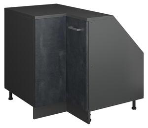 Rohová kuchyňská skříňka pod šikmou střechu Vicco R-Line Černý beton 75.6 cm s 1 dveřmi, korpus skříně hloubka 60 cm, Model 60281
