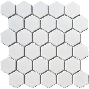 The Mosaic Factory Obklad keramická bílá Mozaika HEXAGON 5 Bílá Lesk hexagony 5,1x5,9 (28,1x32,5) cm - AFH13051