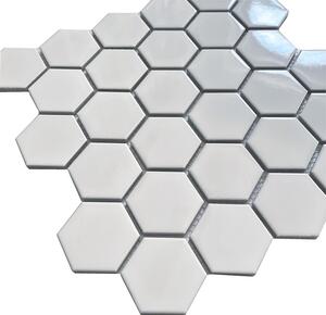 FIN Keramická mozaika bílá Mozaika HEXAGON 5 Bílá Lesk 5,1x5,9 (28,1x32,5) cm - AFH13051