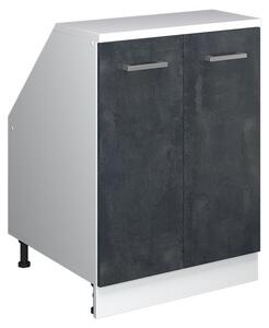 Kuchyňská skříňka pod šikmou střechu Vicco R-Line Černý beton 60 cm se 2 dveřmi, korpus skříně hloubka 60 cm, Model 60001