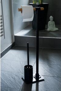 Černý stojan na toaletní papír s toaletním kartáčem Wenko Forli