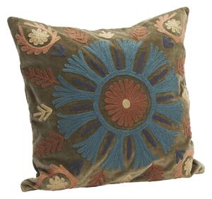 Povlak na polštář s výšivkou Velvet Suzani Blue 50 × 50 cm