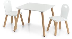 ZELLER Sada 3ks dětšký stolek se dvěmi židlemi bílý