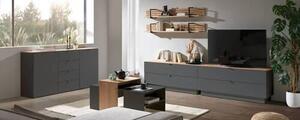 KOMODA POD TELEVIZI, barvy grafitu, dub artisan, 140/62/44 cm Hom`in - TV stolky & komody pod TV