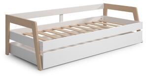 Bílá/přírodní dětská postel z borovicového dřeva s výsuvným lůžkem 90x200 cm Carrie – Marckeric
