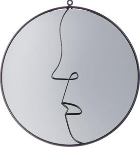 Zrcadlo Gilde, kulaté, "Face", motiv obličeje, kov, zrcadlové sklo, černé, , d. 1 cm, v. 42 cm, hl. 40 cm 69634 /Prodej pouze do vyprodání zásob