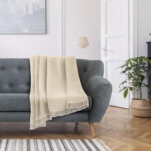 Světle béžová deka s příměsí bavlny AmeliaHome Franse, 150 x 200 cm