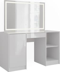 Toaletní stolek Vicco Sherry Bílá/bílý vysoký lesk 128.2 cm s LED zrcadlem, Model 57625
