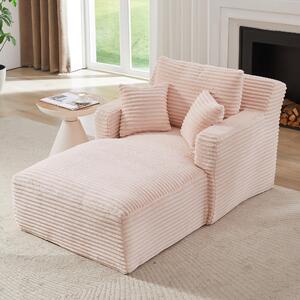 LVHOM Moderní sametové relaxační křeslo Chaiselongue s polštářem, pohodlná podlahová pohovka, nosnost až 150 kg, bez montáže, 166 x 100 x 82 cm, růžová