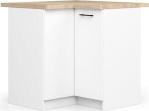 BDW - Kuchyňská skříňka - Rohová kuchyňská skříňka, pracovní deska, bílá, 90 cm