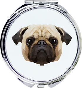 Mops, buldoček, carlík, carlino, doguillo – Zrcadlo značky Art-Dog s fotografií a geometrickým vzorem