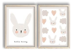 Dětské obrázky v sadě 2 ks 38x53 cm Hello Bunny – Wallity