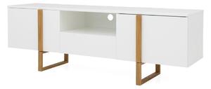 Bílý TV stolek s nohami z dubového dřeva Tenzo Birka