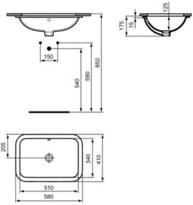 Ideal Standard Connect umyvadlo 51x34 cm obdélníkový pod pult bílá lesk E506101