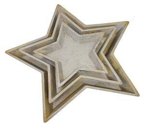Dřevěný tác hvězda stříbrný 42x42x4 cm