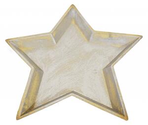 Dřevěný tác hvězda stříbrný 42x42x4 cm
