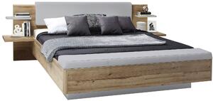 POSTEL S NOČNÍMI STOLKY, 180/200 cm, šedá, dub artisan Ti'me - Postele s nočními stolky