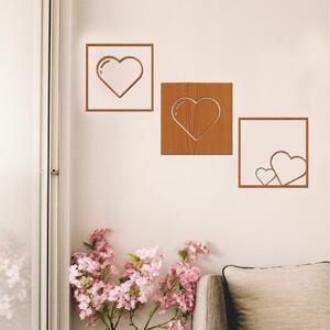 Dřevo života | 3dílná kolekce dřevěných srdcí na zeď | Barva: Světlý dub | Rozměry (cm): 20x20